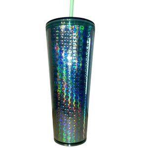 Starbucks Iridescent Green Studded Tumbler With Lid & Straw 24 Oz
